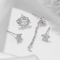 Velin Floral Chain Women Earrings Set (4pcs)