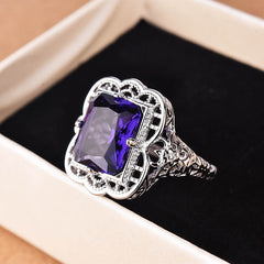 Zhen Rong Wish Cross-border E-commerce Best Selling New 925 Plated Silver Diamond Sapphire Ring European And American Engagement Ring