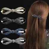 Small Size Crystal Bow Spring Clip Women's Horizontal Clip Ponytail Clip Manufacturers New Hair Accessories Hair Clip Back Hair Clip