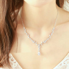 Auvine Zircon Ornament Necklace And Earrings (Set of 2)