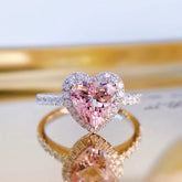 Live Supply Cross-border European And American New Pink Love Ring Boutique Simulation Diamond Diamond Ring Full Diamond Ring Female