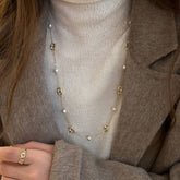 Autumn And Winter Korean Style Gentle Long Pearl Necklace Retro Fashionable Elegant Woolen Chain Light Luxury High-end Necklace Accessories