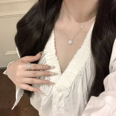 Exploding Clover Zircon Necklace 2026 New Style Niche Light Luxury High-End Titanium Steel Non-Fading Clavicle Chain Customization