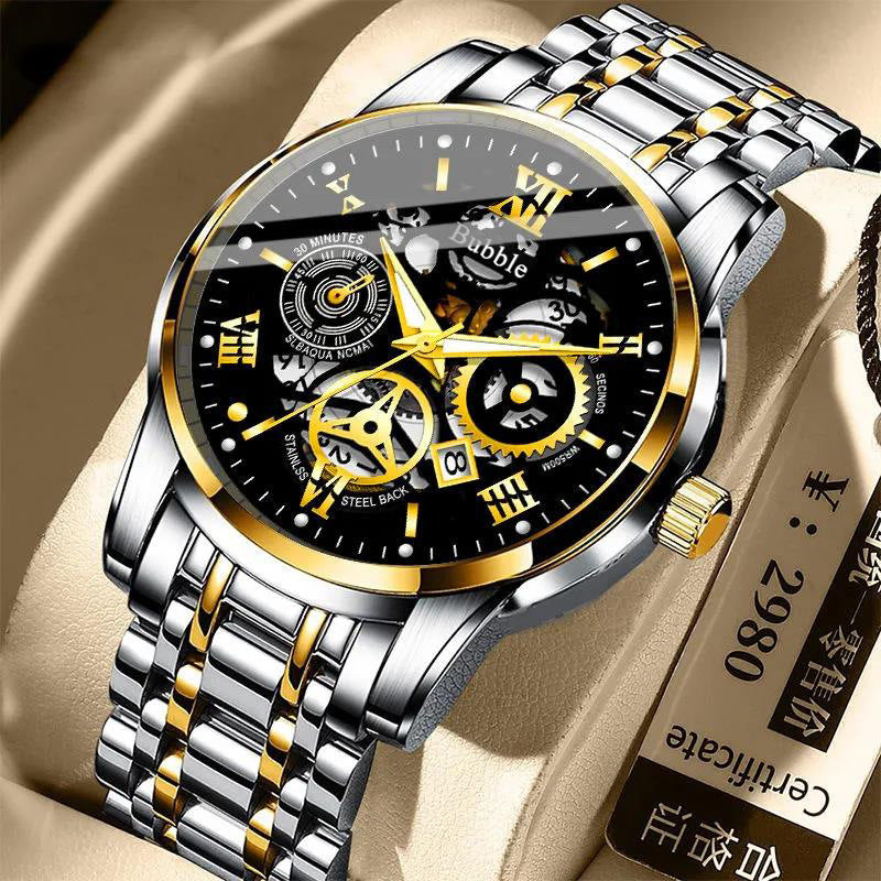 Bubble Brand Trendyy High-End Accessible Luxury Versatile Fully Automatic Quartz Luminous Waterproof Roman Cut Out Men's Watch