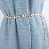 Korean-style Pearl Waist Chain Women's Fashionable All-match Belt Decorative Dress Sweet Leaf Metal Chain Waist Chain