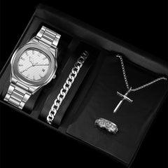 Cross-border Fashion Classic Square Calendar Watch Wholesale Trend Sports Steel Band Wrist Watch Watch Business Cross-border Explosions