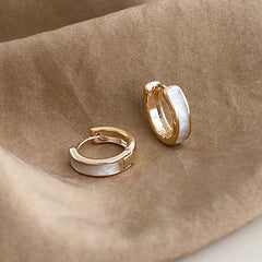 Ring Earrings Women's Simple Contrast Color Creamy White Ring Earrings Daily Temperament Small Circle Earrings Sleeping Without Picking