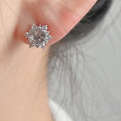 High-quality Micro-inlaid Zircon Very Bright Very Flash Mini Version 925 Silver Pin Earrings Female Temperament Simple Daily Commuter Earrings