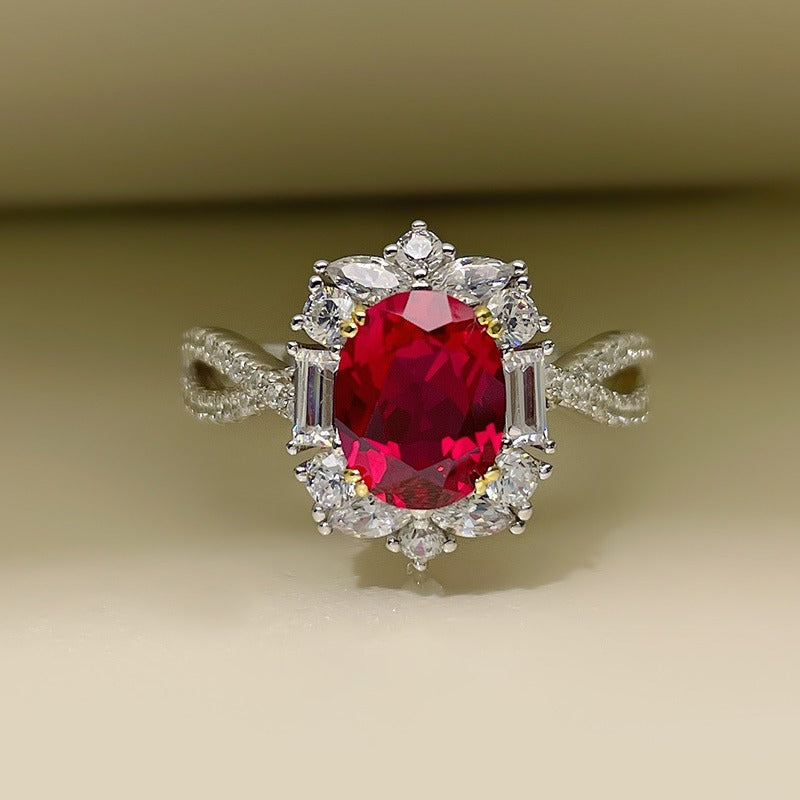 Live New High-set 3 Karat Artificial Ruby Ring Inlaid With Seiko Simple And Generous Opening Color Treasure Ring For Women