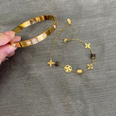 Four-leaf Clover Titanium Steel Small Waist Bracelet Fashionable Elegant Color-free Adjustable Light Luxury Cool Bracelet For Women