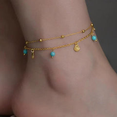 New Chinese Beaded Small Jinbei Pendant For Women Light Luxury Niche High-end Feeling 2024 New Foot Chain Jewelry