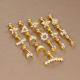 Cross-border Hot Puncture Jewelry Stainless Steel Ear Nail Zircon Ball Screw Small Ear Nail Women Light Luxury Ear Accessories Wholesale