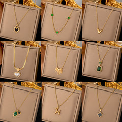 Cross-Border Stainless Steel 18K Gold Necklace Jewelry European And American Fashion Ins Titanium Steel Clavicle Chain Non-Fading Pendant Necklace For Women