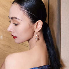 Rice Fresh Water Pearl Zircon Water Drop Earrings Women's French Elegant Elegant Elegant Earrings Korean Fashion Commuter Ear Jewelry