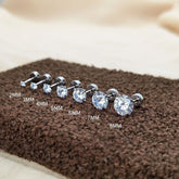 Sparkling Zircon Stud Earrings With 925 Silver Inner Spiral Screw Closure, Versatile Everyday Niche Design For Women