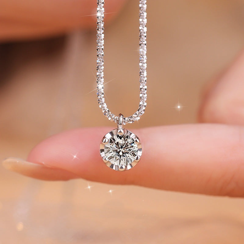 Imitation Moissanite Diamond Necklace Women's Summer 2024 New Arrival Clavicle Chain Light Luxury Niche High-grade Elegant Gentle All-match