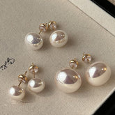Shijia Steamed Bread Pink Pearl Stud Earrings Female 925 Silver Needle Light Luxury Temperament Earrings 2023 New Niche Ear Jewelry