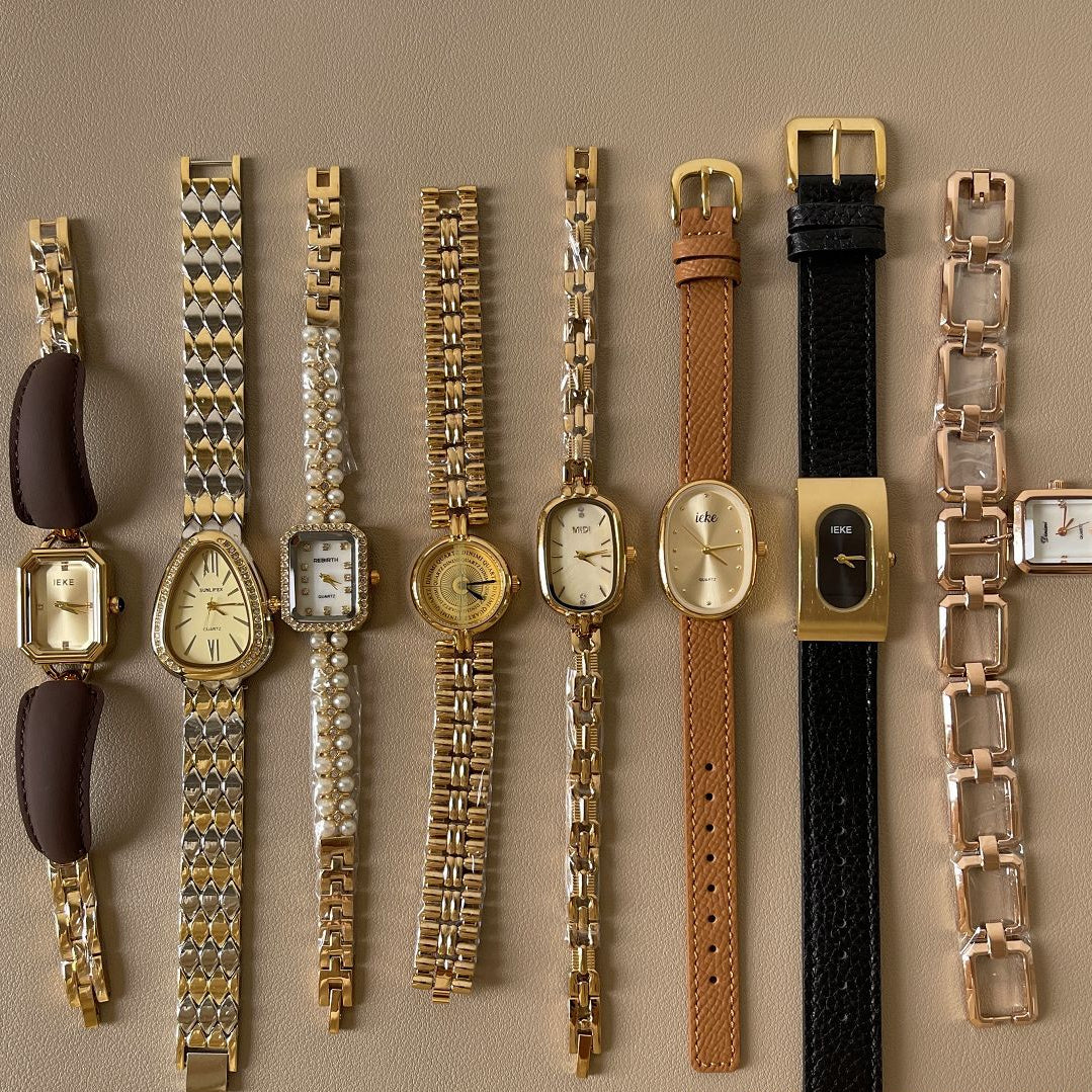 Internet Celebrity Middle Ancient Vintage Chain Watch Women's Retro Light Luxury Fritillaria High-value Fashionable Elegant Live Cross-border