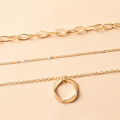 Alloy Necklace Wholesale European And American Thick Chain Exaggerated Necklace Electroplated Circle Pendant Fashion Hip-Hop Personalized Women's Necklace