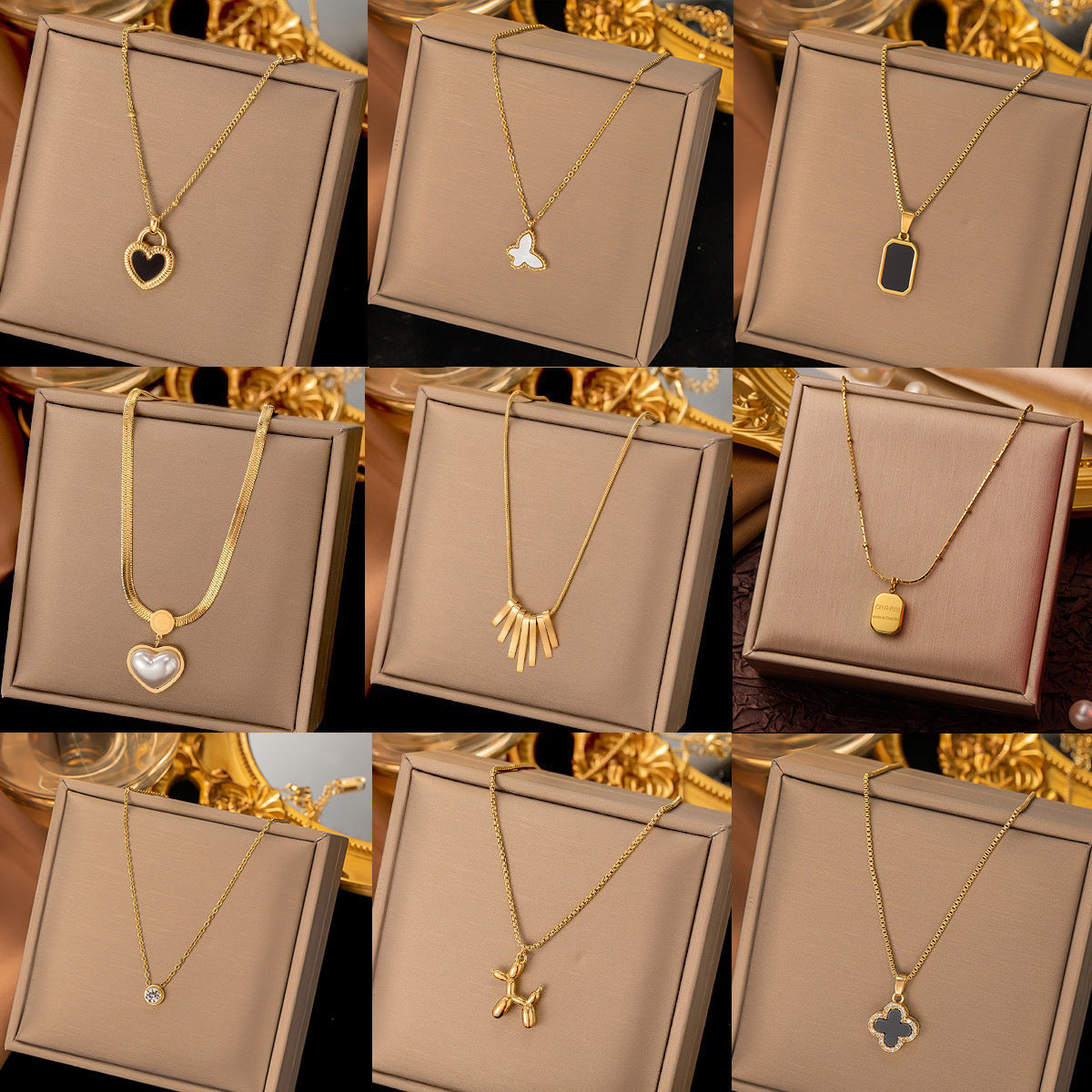 Cross-Border Stainless Steel 18K Gold Necklace Jewelry European And American Fashion Ins Titanium Steel Clavicle Chain Non-Fading Pendant Necklace For Women