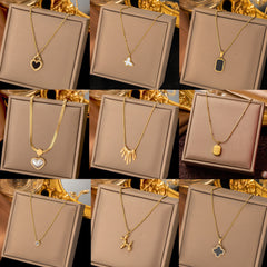 Cross-Border Stainless Steel 18K Gold Necklace Jewelry European And American Fashion Ins Titanium Steel Clavicle Chain Non-Fading Pendant Necklace For Women