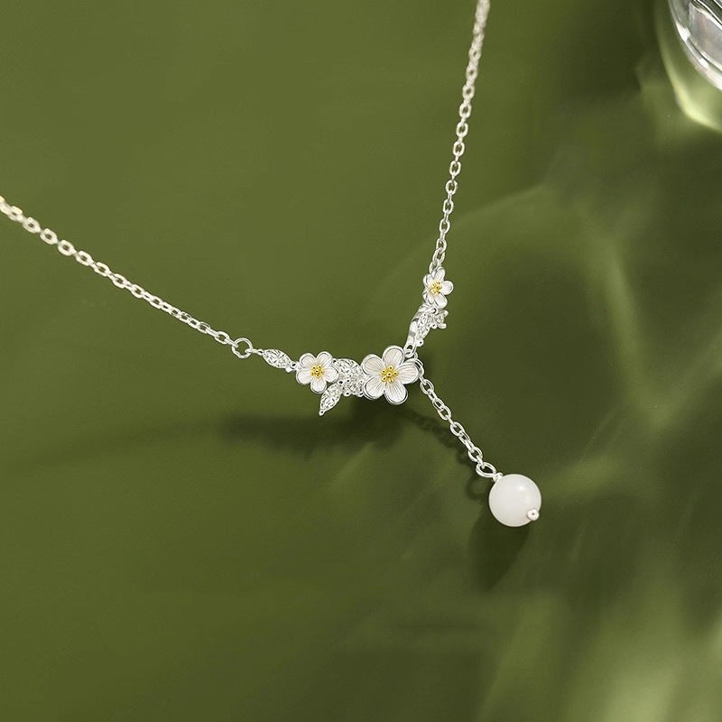 Silver Jewelry Wholesale Supply Mo Li Necklace 999 Sterling Silver Necklace Accessories Women's Autumn And Winter Sweater Chain Accessible Luxury High-End Ins