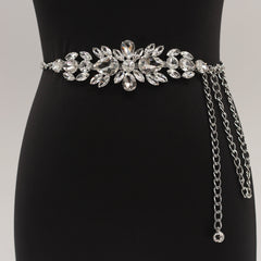Women Rhinestone Inlay Metal Chain Belt Decoration High Waist Chain Fashion Skirt Dress Evening Dress Accessories