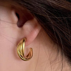 S925 Silver Needle Geometric Twist Earrings 2023 New Trendy South Korea Elegant Internet Celebrity Circle Earrings High-grade Female