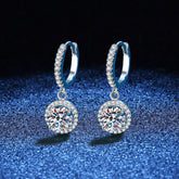 S925 Sterling Silver Earrings Women Plated Pt950 Round Buckle Moissanite Earrings 1 Karat D Color Moissanite Earrings Women
