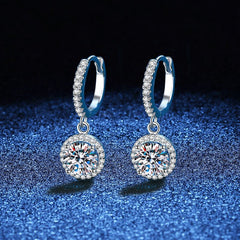 S925 Sterling Silver Earrings Women Plated Pt950 Round Buckle Moissanite Earrings 1 Karat D Color Moissanite Earrings Women