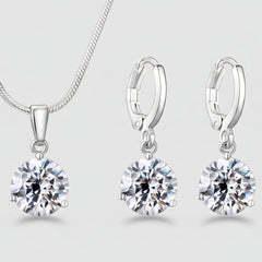 Cross-Border Supply Hot-Selling European And American Aaa Zircon Jewelry Set Water Drop Necklace Earrings Jewelry Wholesale Pendant