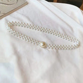 Korean Style Women's Rhinestone Pearl Waist Chain Fashion Dress Decoration Elastic Waistband Women's Floral Elastic Waist Cincher