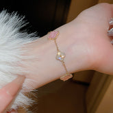 Red Riding Book Same Style Zircon Four-petal Flower Bracelet Light Luxury Simple High-end Sense Bracelet Fashion All-match Bracelet Wholesale Women