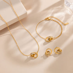 Interlocking Roman Diamond-Encrusted Titanium Steel Necklace For Women, Trendy And High-End, Versatile Collarbone Chain Set That Does Not Fade