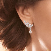 Cross-border Supply Of Ultra-flash Zircon Platinum Wings Water Drop Earrings Women's Dinner Luxury Full Diamond European And American Earrings Wholesale