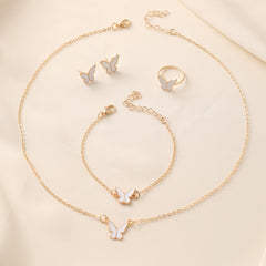White Butterfly Drop Glaze Necklace, Exquisite, Simple And Versatile, Niche Fashion, High-End Clavicle Chain, Elegant Necklace Set