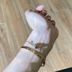New Titanium Steel Non-Fading Roman Numeral Bracelet Ins Accessible Luxury High-End Stackable Flash Diamond Small Waist Bracelet