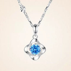 Necklace For Women, Clavicle Chain, Four-Leaf Clover Pendant, Trendy Korean Style With Moissanite, Birthday Gift For Girlfriend, White Gold-Plated Silver