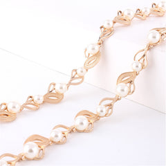 Korean-style Pearl Waist Chain Women's Fashionable All-match Belt Decorative Dress Sweet Leaf Metal Chain Waist Chain