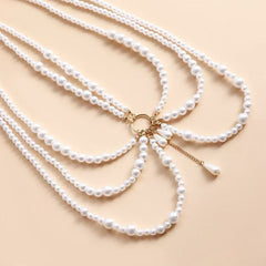 European And American Cross-Border Imitation Pearls Of Various Thicknesses Connected With Multi-Layered Tassels And Side Waist Chains, Fashionable And Sexy Body Chain Jewelry
