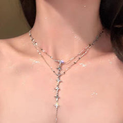 Moon Reflecting Xinghe ~ Breast Chain Double Layer Overlapping Necklace Women's Body Chain 2025 New High-end Clavicle Chain Necklace Chain Spring