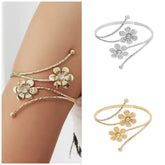 European And American Cross-Border Jewelry Flower Armband Female Sweet Cool Sexy Arm Bracelet Silver Arm Bracelet High-End Accessories Arm Bracelet