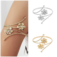European And American Cross-Border Jewelry Flower Armband Female Sweet Cool Sexy Arm Bracelet Silver Arm Bracelet High-End Accessories Arm Bracelet