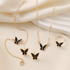 White Butterfly Drop Glaze Necklace, Exquisite, Simple And Versatile, Niche Fashion, High-End Clavicle Chain, Elegant Necklace Set