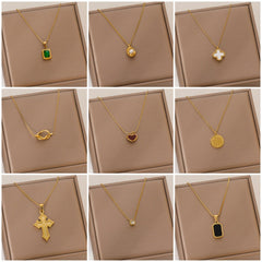 Cross-Border Stainless Steel 18K Gold Necklace Jewelry European And American Fashion Ins Titanium Steel Clavicle Chain Non-Fading Pendant Necklace For Women