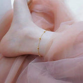 Japanese And Korean S925 Sterling Silver Plated With 14K Gold Minimalist Anklet For Women, Summer Commuting Versatile Foot Accessory, Trendy Design