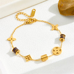 Four-leaf Clover Titanium Steel Small Waist Bracelet Fashionable Elegant Color-free Adjustable Light Luxury Cool Bracelet For Women