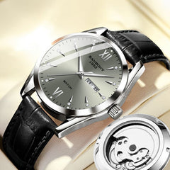 Swiss Movement Automatic Imitation Mechanical Watch Practice Men's Wrist Watch Hollow Waterproof Luminous Double Calendar Wholesale