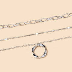 Alloy Necklace Wholesale European And American Thick Chain Exaggerated Necklace Electroplated Circle Pendant Fashion Hip-Hop Personalized Women's Necklace
