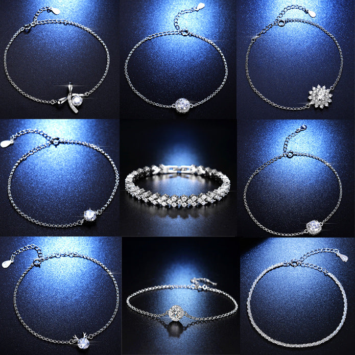 TikTok Live Supply Chain Six-claw Bow Bracelet Women's Simple Fashion Sunflower Imitation Moissanite Bracelet Wholesale